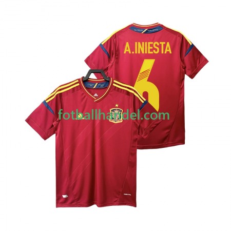 Herre Fotballdrakter Spania Andres Iniesta 6 2012 Hjemme Retro Kortermet